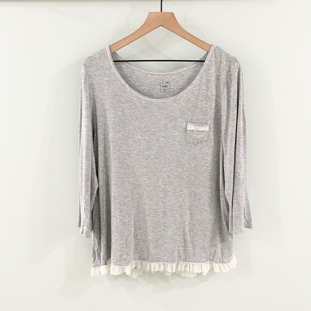 Layla Long Sleeve Ruffle Detail Tee Size XL
